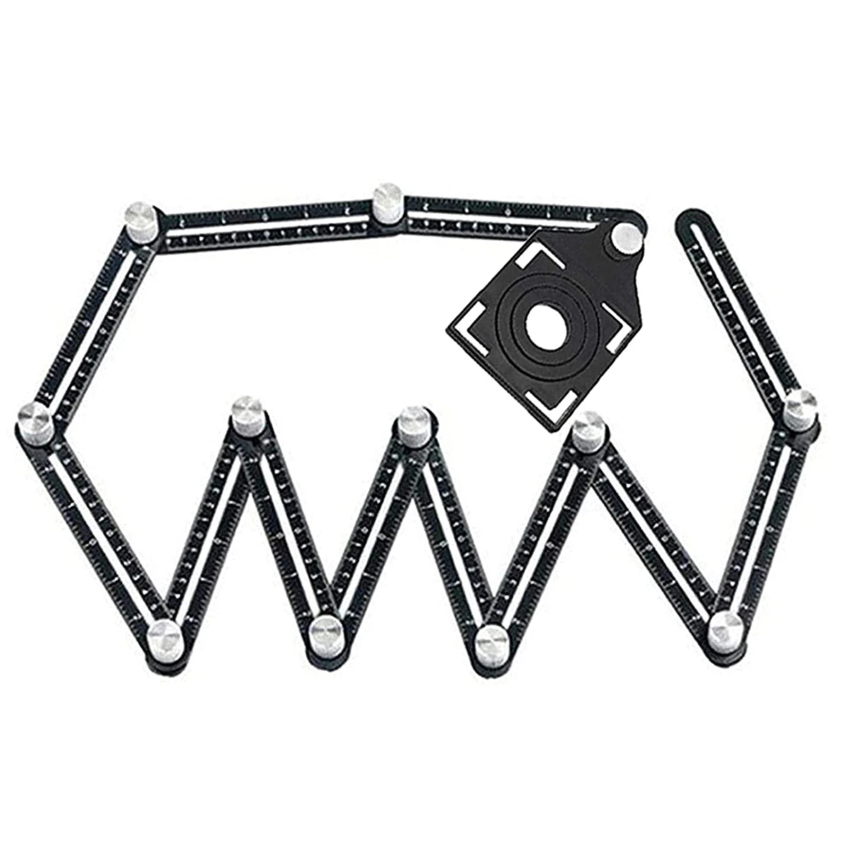 

Aluminum Alloy Angle Ruler Precise Folding Ruler 6/12 Sided Portable Angle Measuring Ruler Tile Holes Measure Ruler Positioning