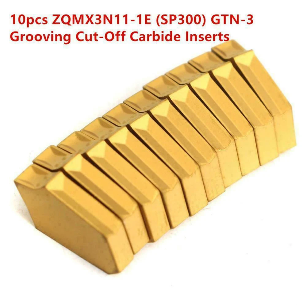 

10pcs Carbide Insert Gold ZQMX3N11-1E (SP300) 3mm Width Large Trimming For Cast Iron Wear Resistance Anti-deformation CNC Tool