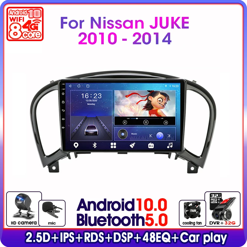 

Автомагнитола 2DIN на Android 10,0 для Nissan Juke YF15 2010-2014, сенсорный экран, GPS-навигация, мультимедийный плеер RDS DSP 4G Net Carplay