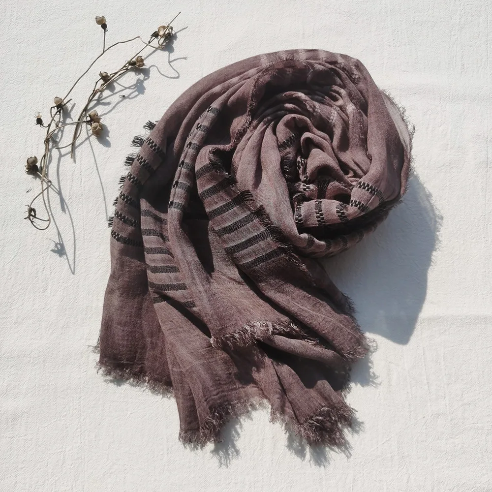 Новый Модный хлопковый льняной мужской шарф в полоску мужские зимние шарфы