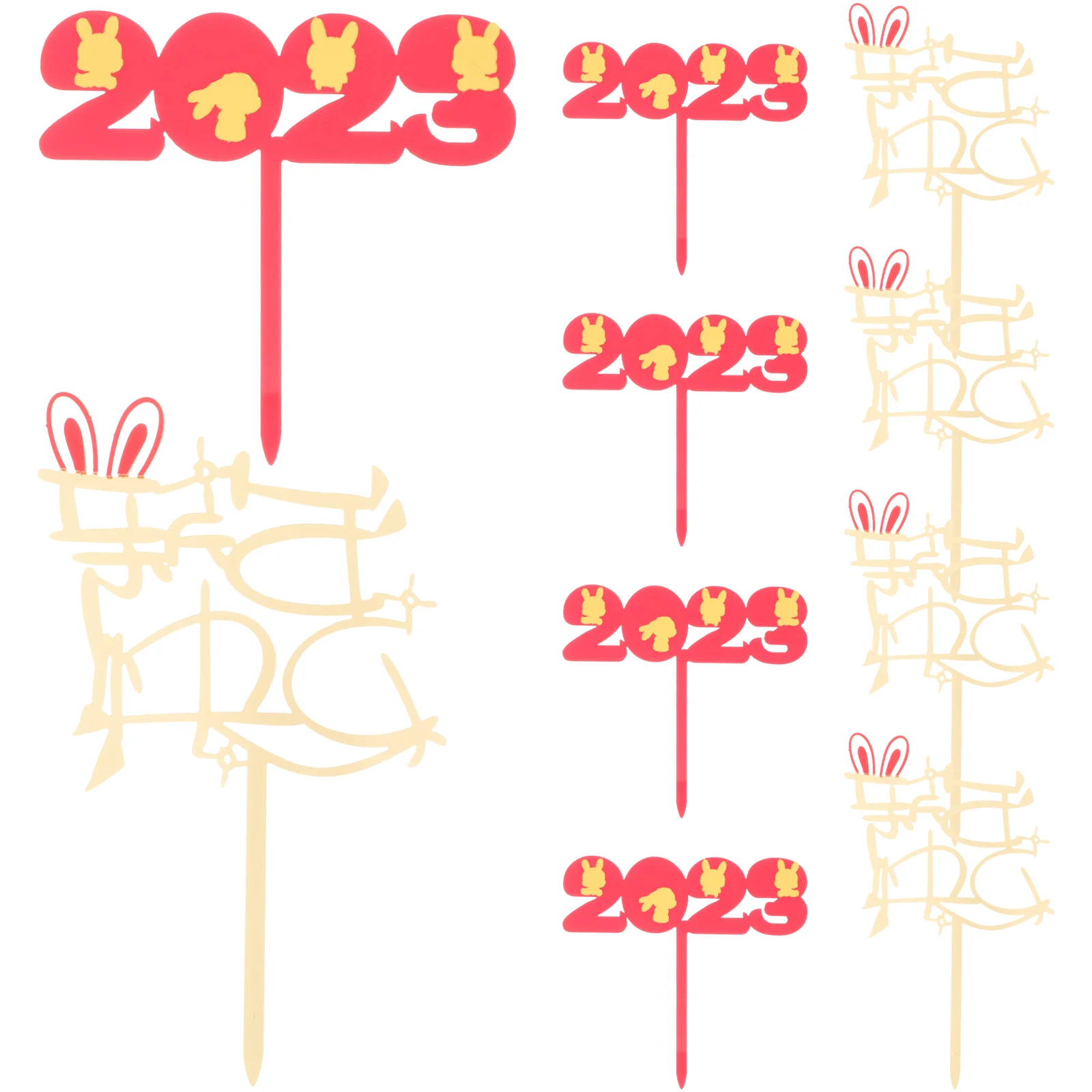 

10pcs Premium Rabbit Topper Cake Picks Party Dessert Rabbit Pick 2023 New Year Cake Ornament Dessert Decoration for Party
