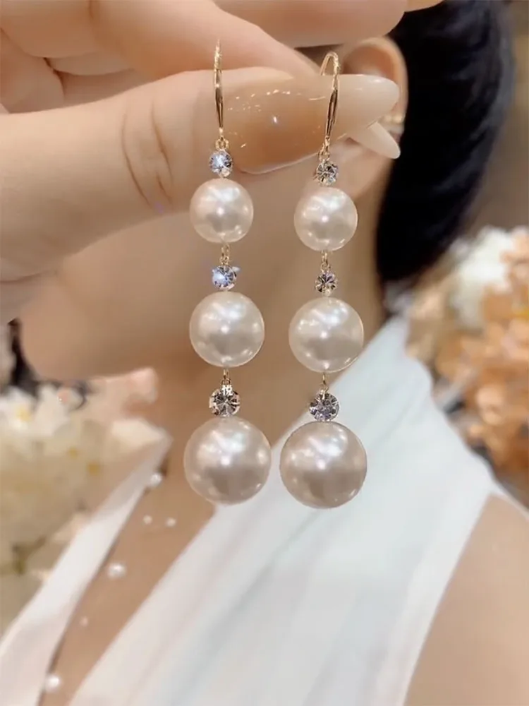 Длинные серьги с жемчугом для похудения дизайнерские высокого класса новинка 2024