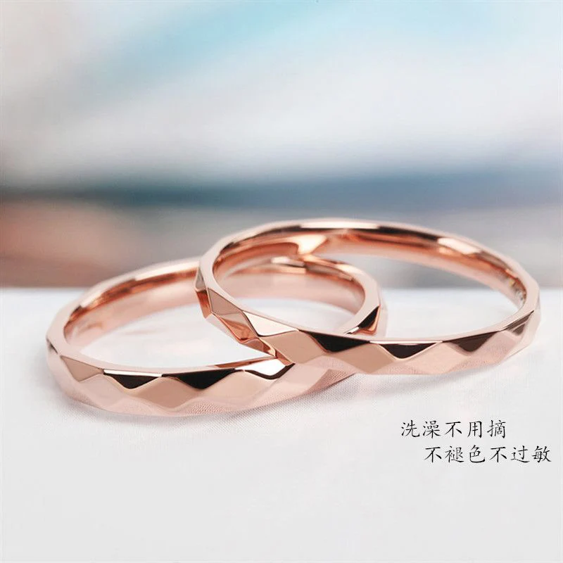 

Fashion Personality Titanium Steel 18k Rose Gold Women Ring Water Ripple Wedding Engagement Party Charm Couple Jewelry Accessory