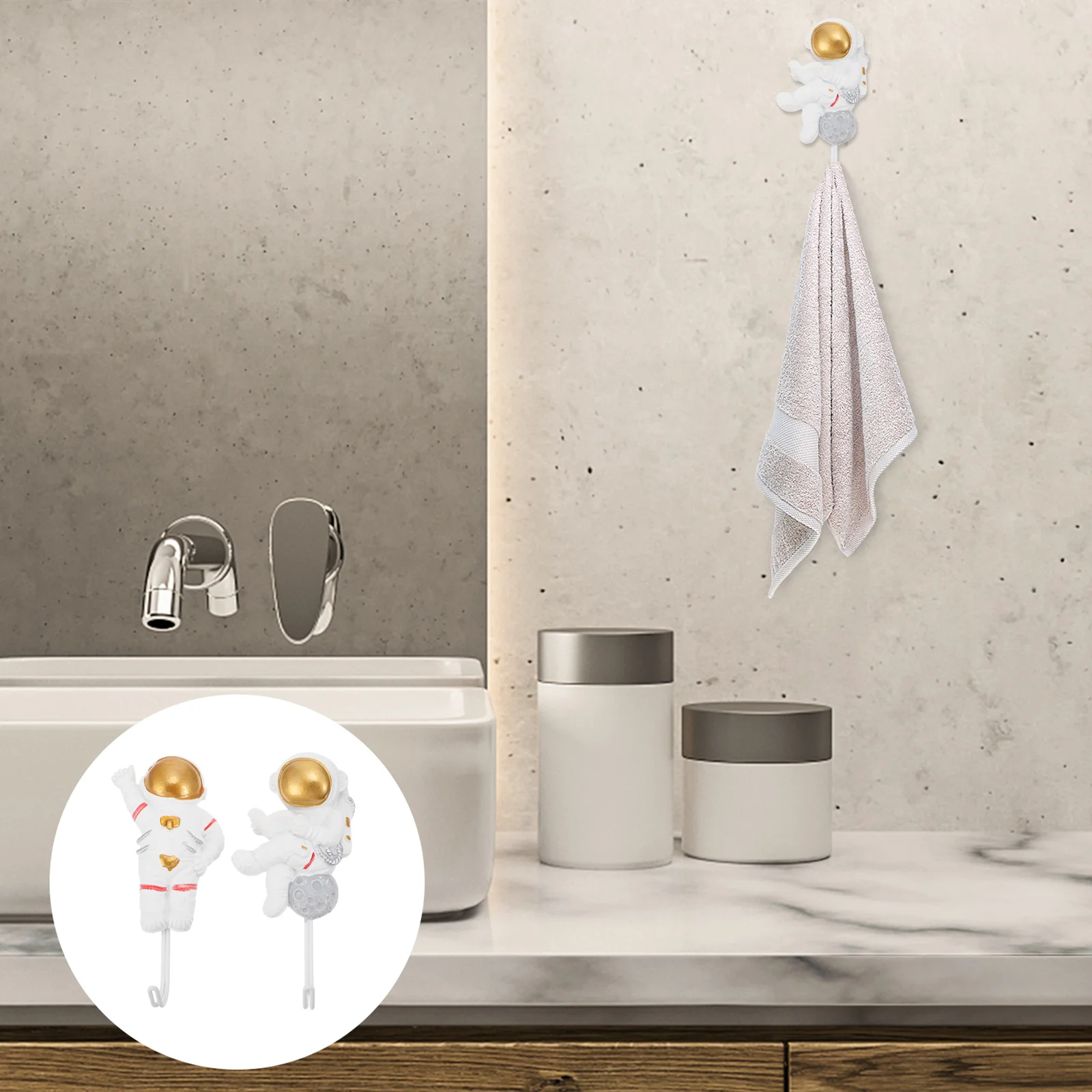 

Hooks Wall Hook Coat Astronaut Decorative Towel Adhesive Hanger Shower Self Mounted Duty Heavy Key Bathroom Hat Sticky Decor