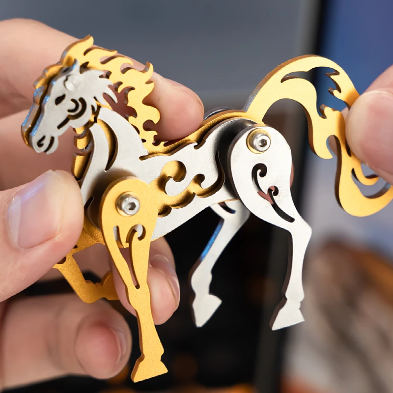 MOKR Зодиак Лошадь Цвет Животных 3D Металлический Пазл Подарок Игрушки Для Детей