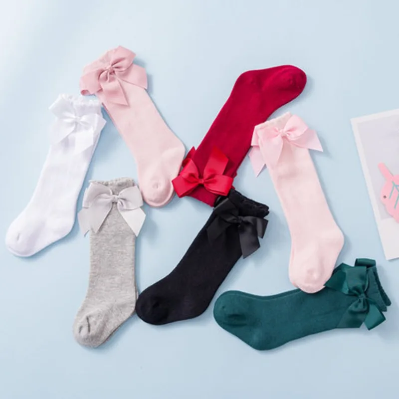 

Newborn baby girls socks New Kids Socks Toddlers Girls Big Bow Knee High Long Soft Cotton Lace baby Socks Children Socks