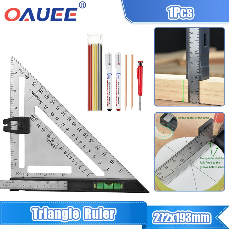 

Triangle Ruler 7inch Aluminum Alloy Angle Protractor Speed Metric Square Measuring Tool Metric Angle Protractor Woodworking Tool
