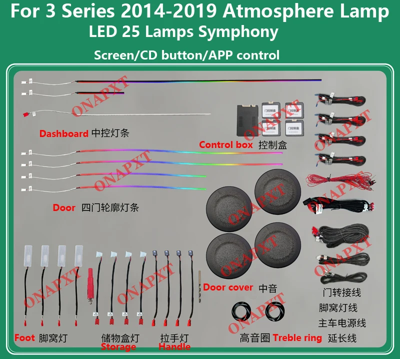 

Для Bmw 3 серии 4 серии 3GT F30 F32 F33 F34 F36 2014-2019, Автомобильный декоративный окружающий светильник, светодиодная атмосферная лампа, осветительная полоса