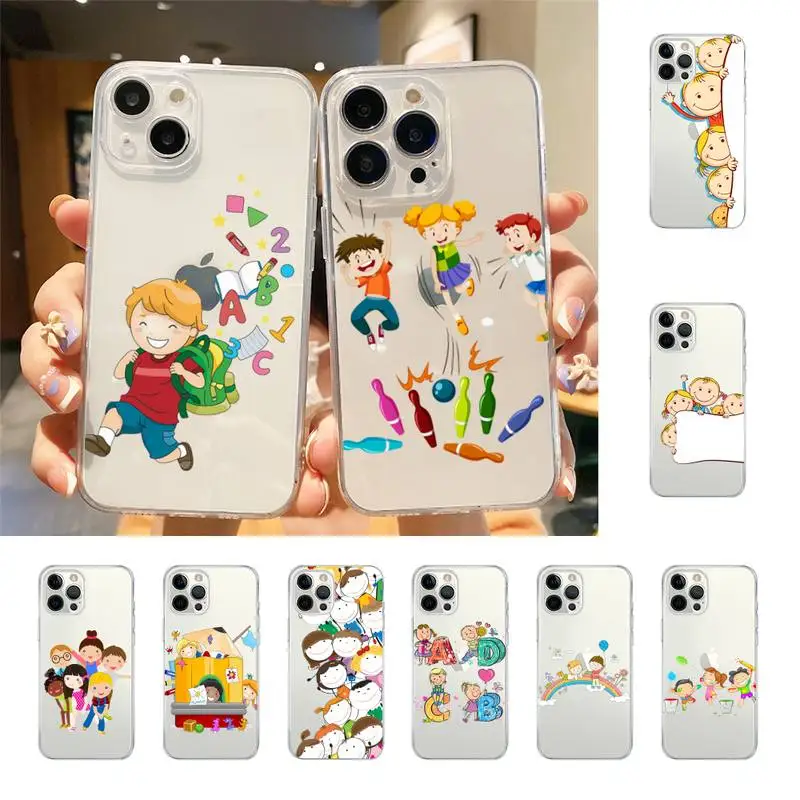 

School Child Cartoon Phone Case For Iphone 7 8 Plus X Xr Xs 11 12 13 Se2020 Mini Mobile Iphones 14 Pro Max Case