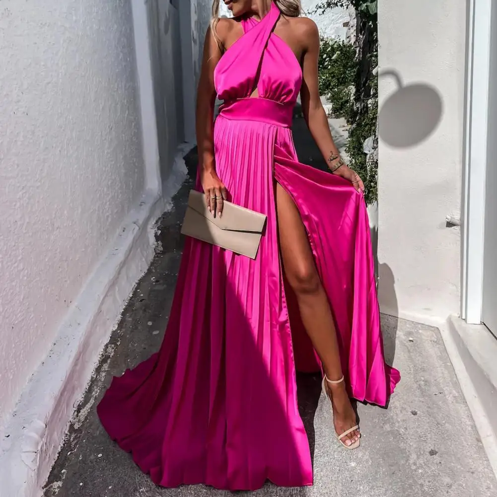 

Prom Dress Stylish Lightweight High-Waist Sexy Cross Halter Slim Summer Long Dress Streetwear Party Gown Maxi Dress