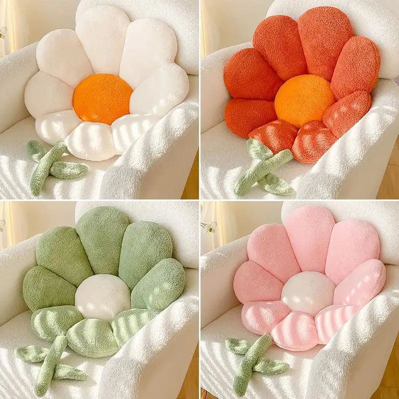 

Flower Pillow Office Chair Cushion Plush Sofa Soft Bomb Decorative Pillow Winter Car Seat Shoulder Pad Auto Accessories Girl