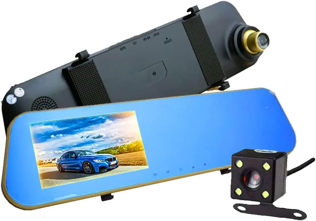 

Зеркало заднего вида с камерой и фронтальной камерой 1080p Full HD Dvr с Gravador De 32GB, датчик движения