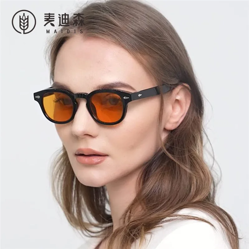 

new in round Johnny Depp Rivet sunglasses women men 2022 high quality aesthetic anti-blue light glasses retro Computer glasses