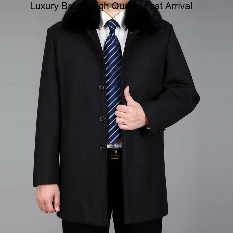 

Hot 2023 Sale Men Woolen Winter Thick Warm Male Pea Real Rabbit Fur Autumn Wool s Mens Coats And Jackets M-4XL