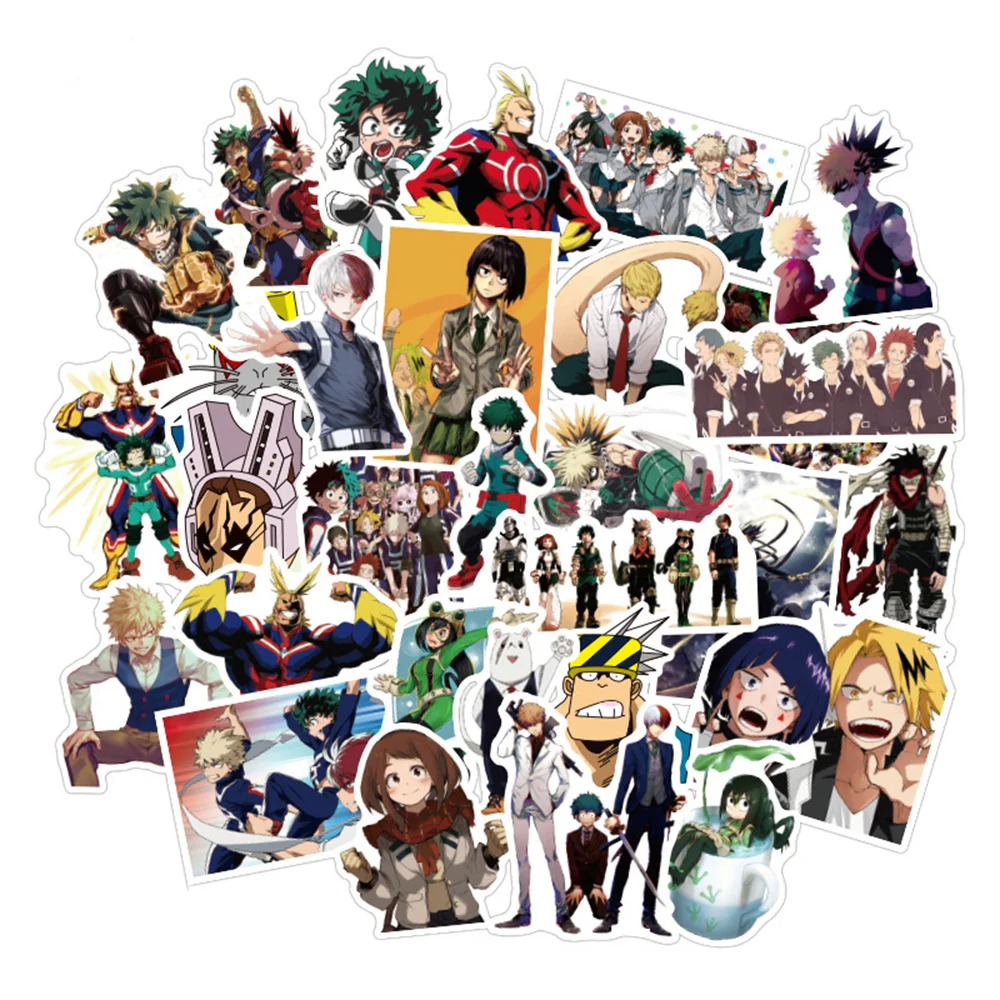 

10/30/50PCS Anime Hero Academia Graffiti Skateboard Diary Stationery Box Luggage Thermos Cup Hand Account Sticker Wholesale