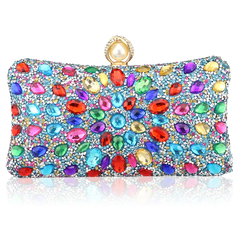 

DGPEAFOWLWedding Pouch Purse Shoudler Square Shape Women Evening Bag Diamond With Crystal Day Clutch Lady Wallet Party Banquet