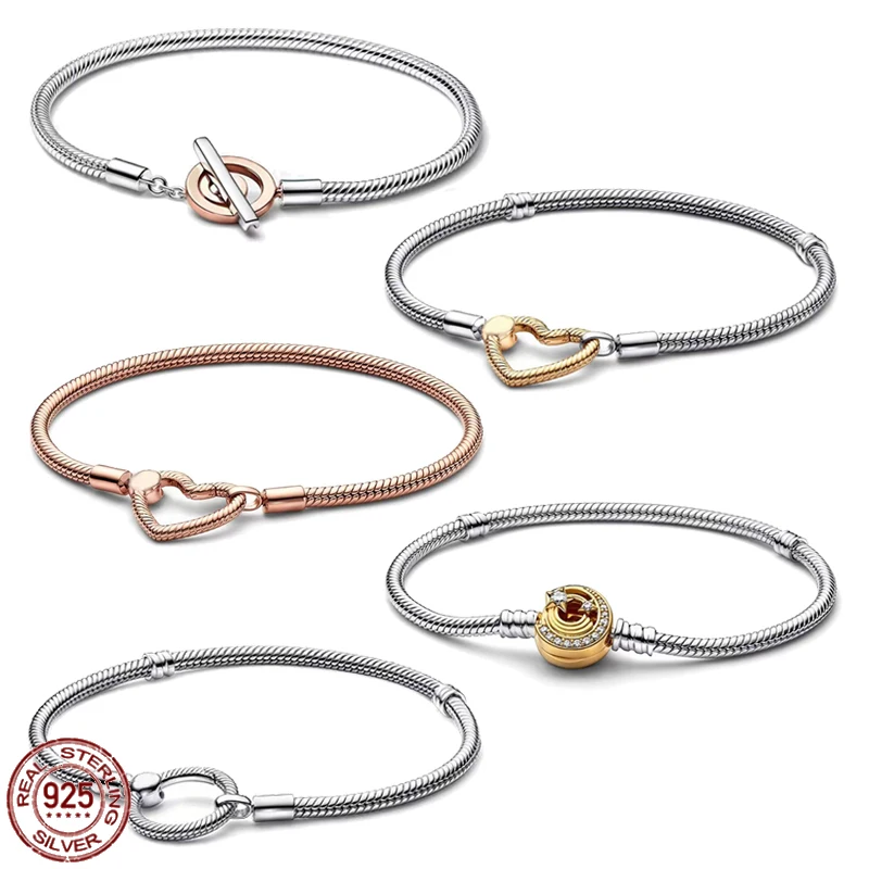 

Новинка, классический серебристый изысканный браслет с застежкой в форме сердца, подходящий для дизайна, оригинальный очаровательный брас...