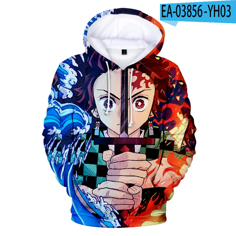 

Anime Black Hoodie Demon Slayer Men Hoodies Printed Double Color Pullovers Unisex Sweatshirt Harajuku Cartoon Leisure Tops Coat