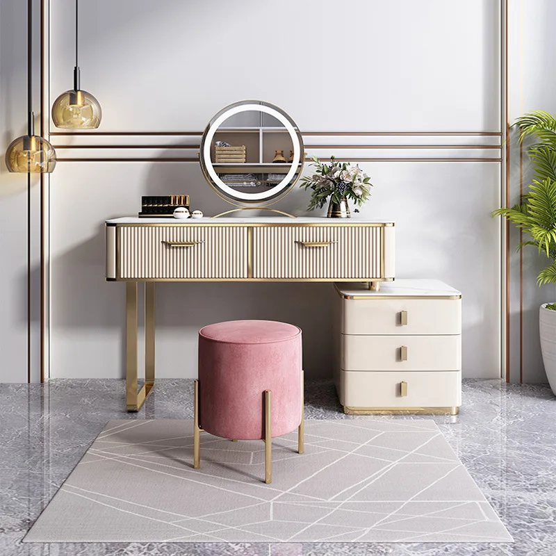 

Nordic dressing table dressing table small apartment bedroom modern minimalist wood light luxury storage dressing table