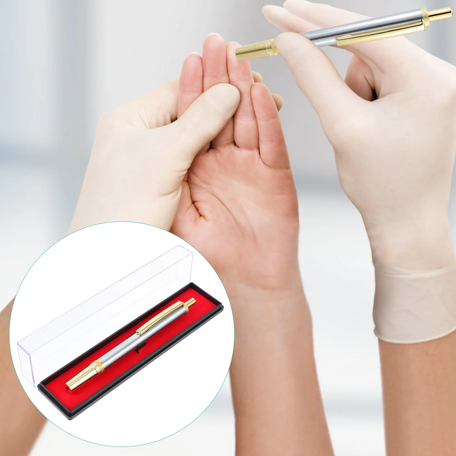 

Lancet Metal Point Pen Acupuncture Massage Needle Holder Blood Safe Bloodletting Painless Lancing