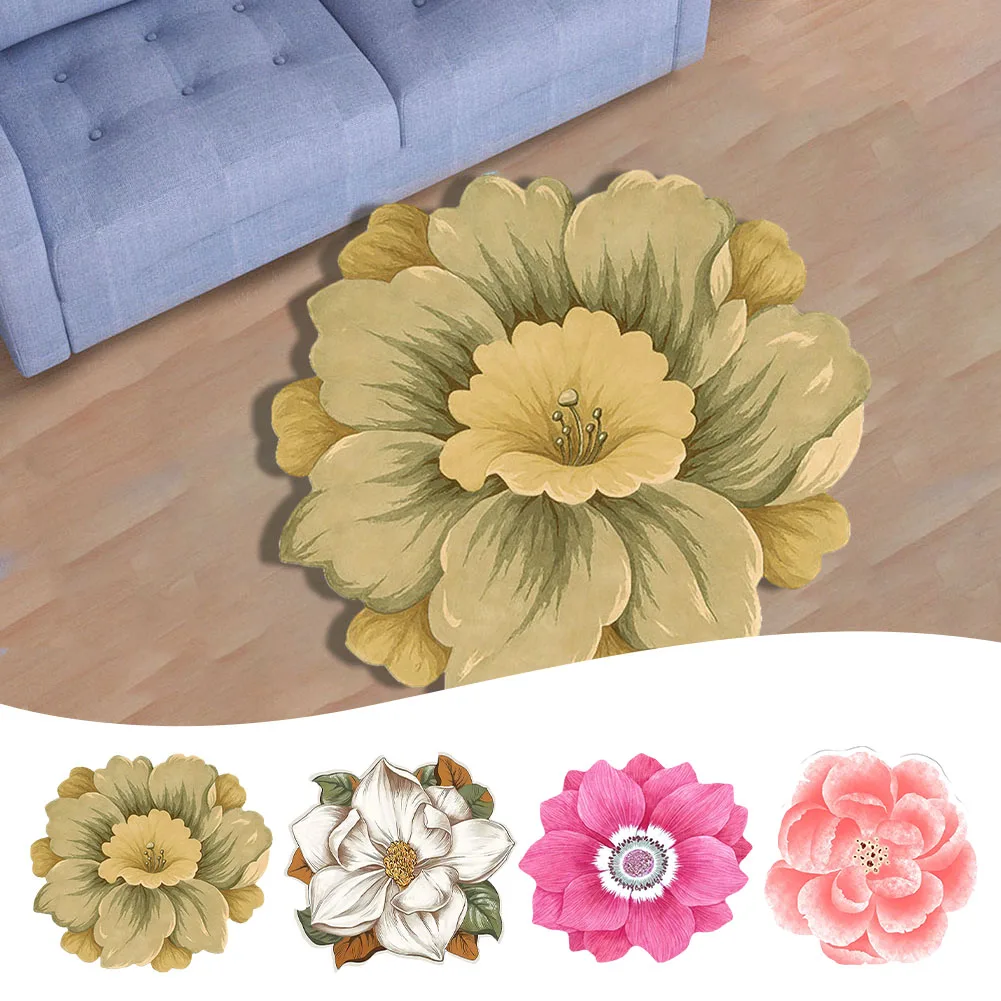 

Blue Flower Shaped Carpets For Living Room Sofa Table Mat Toilet Water Absorbing Anti-skid Floor Mat Bedroom Decor Bedroom Rugs