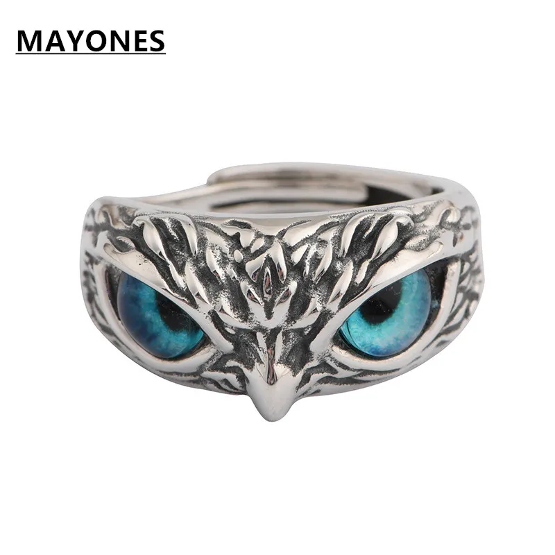 

S925 silver earring pendant jewelry eye of the demon Lord of the rings restoring ancient ways men and women design owl ring