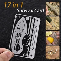 1pcs survival tool card portable stainless steel tool multifunctional edc fish hook hiking fishing hunting camping equipment