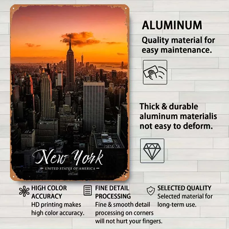 Металлическая Настенная роспись Нью-Йорк Постер для городских пейзажей декор