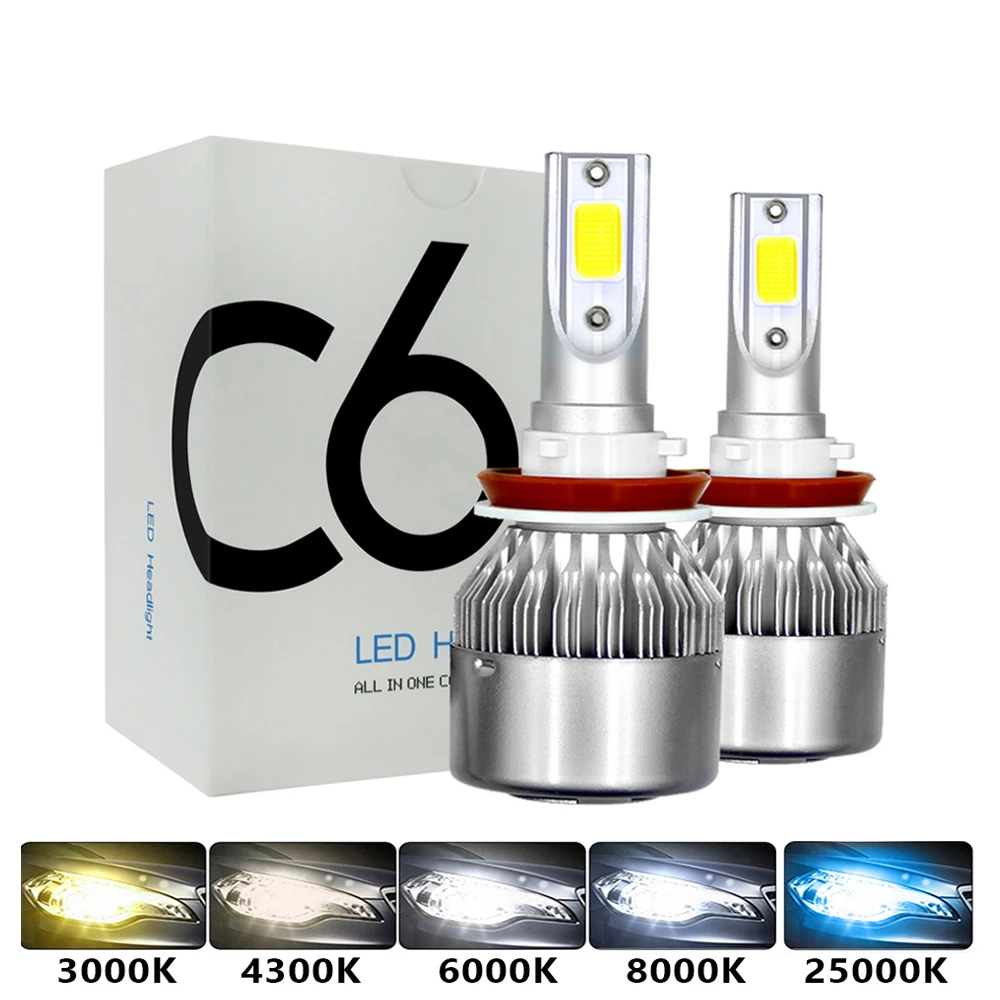

C6 H1 H3 Led Headlight Bulbs H7 LED Car Lights H4 880 H11 HB3 9005 HB4 9006 H13 6000K 72W 12V 8000LM Auto HeadlampsCar Headlight