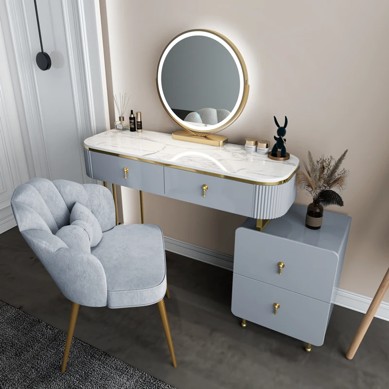 

Scandinavian Dressing Tables Luxury Modern Minimalist Light Telescopic Storage Cabinet Vanity Bedroom Furniture Large Capacity