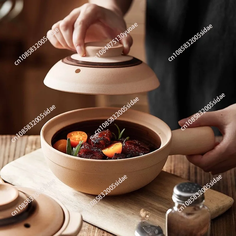 Фото Японская керамическая кастрюля с ручкой, жаропрочная, для газовой плиты №3