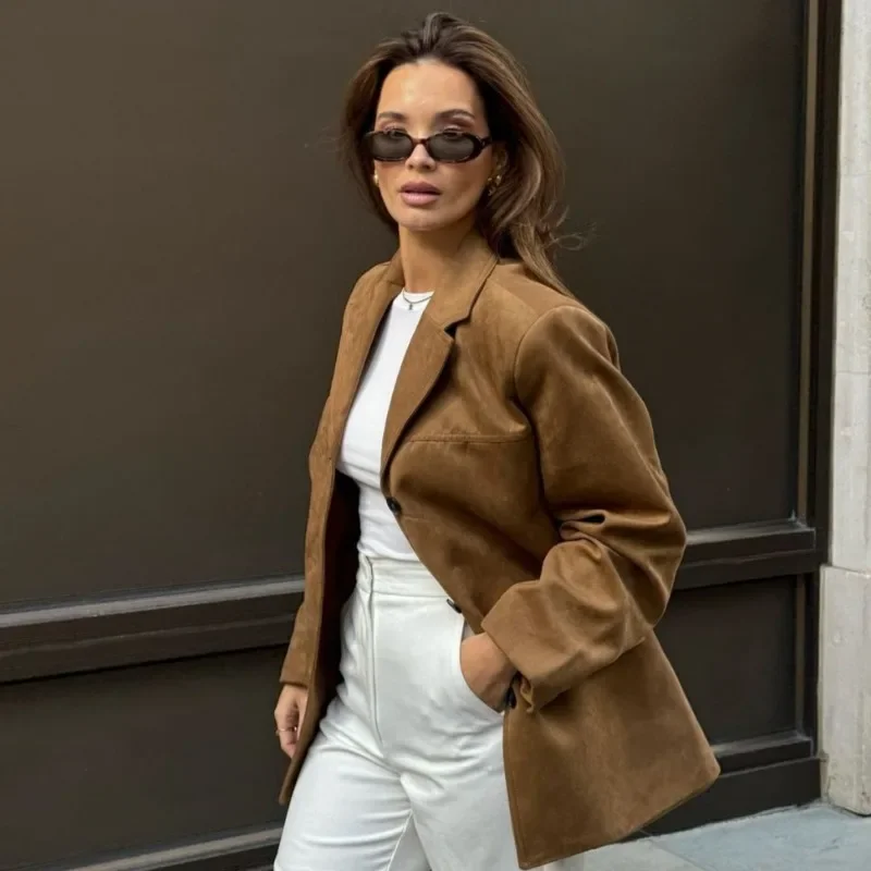 Trendix винтажная коричневая куртка пальто женская осенне-зимняя мода кардиган с