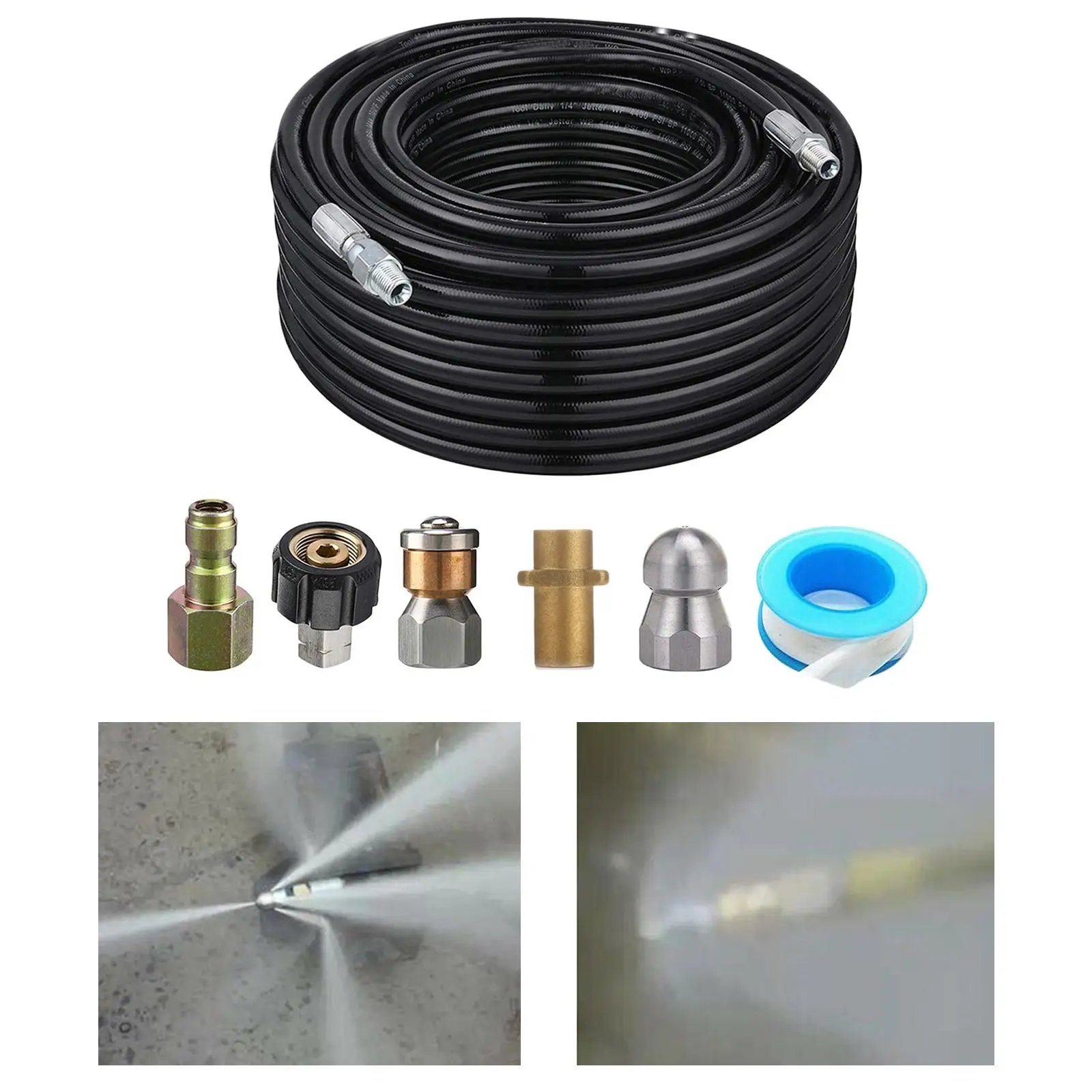 Sewer Drain Water Cleaning Hose Sewage Pipe Blockage Clogging Hose Cord Nozzle for KARCHERS' Bosch High Pressure Jet Washer