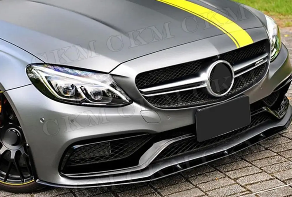ABS углеродный вид передний бампер губа подбородок спойлер для Mercedes Benz C Класс A205
