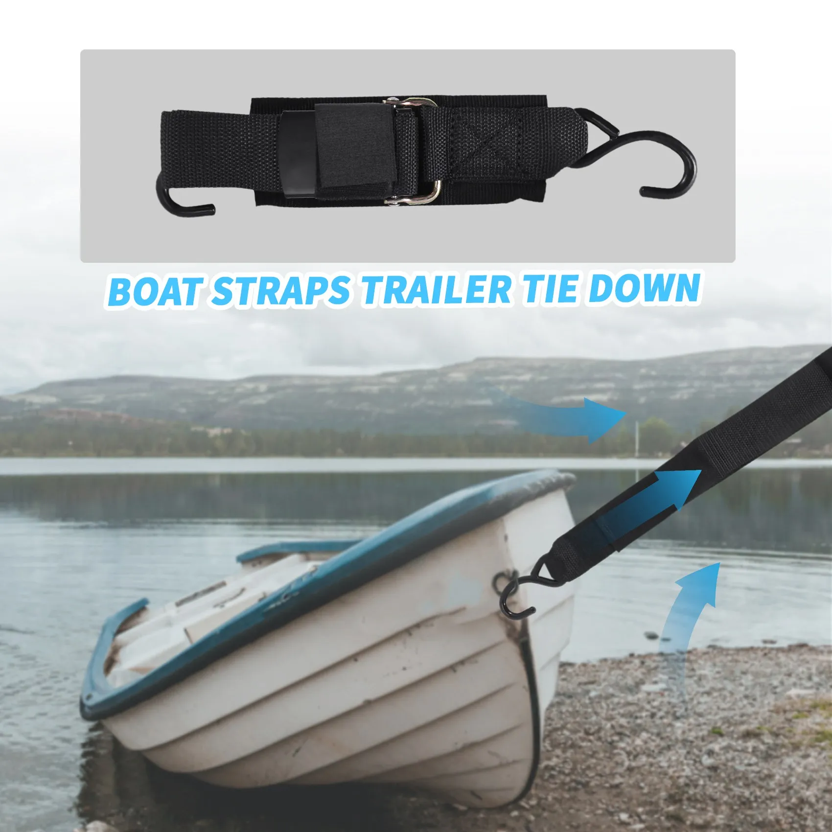 

Boat Transom Tie Down Straps to Trailer Buckle Strap for Marine Jet Ski PWC Trailers 2Inch X 4Feet,1200 LBS Capacity