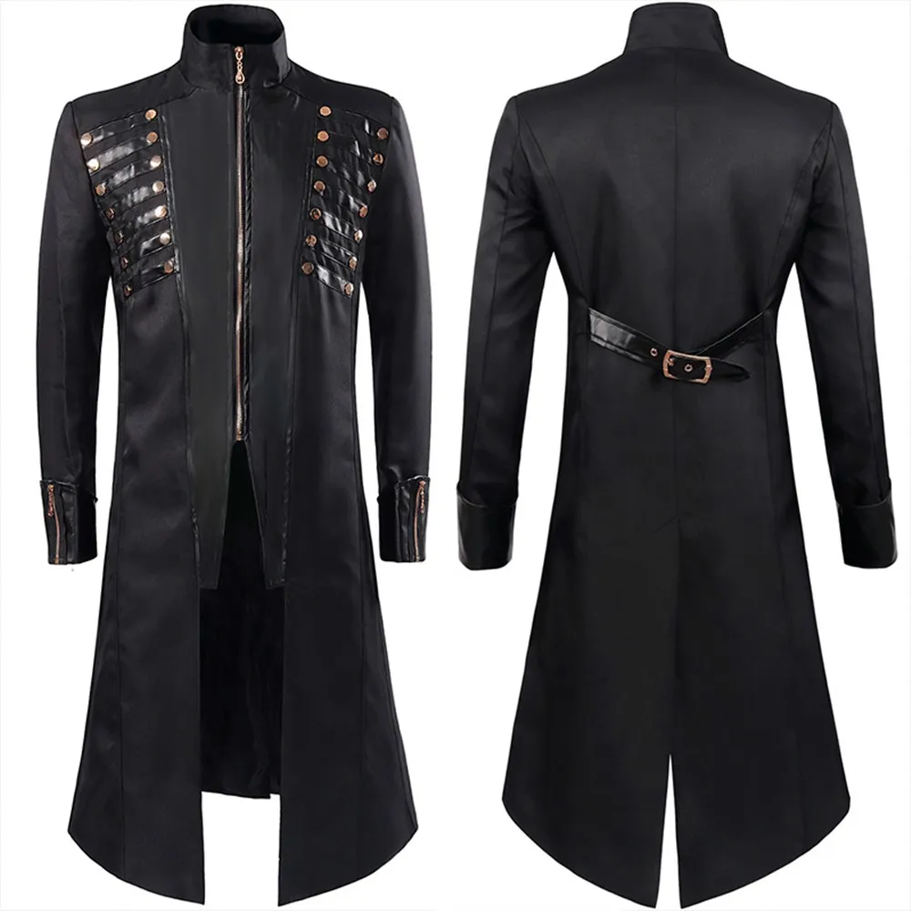 

Mens Steampunk Medieval Jacket Pirate Viking Renaissance Costume Formal Tailcoat Gothic Victorian Halloween Tuxedo Coats