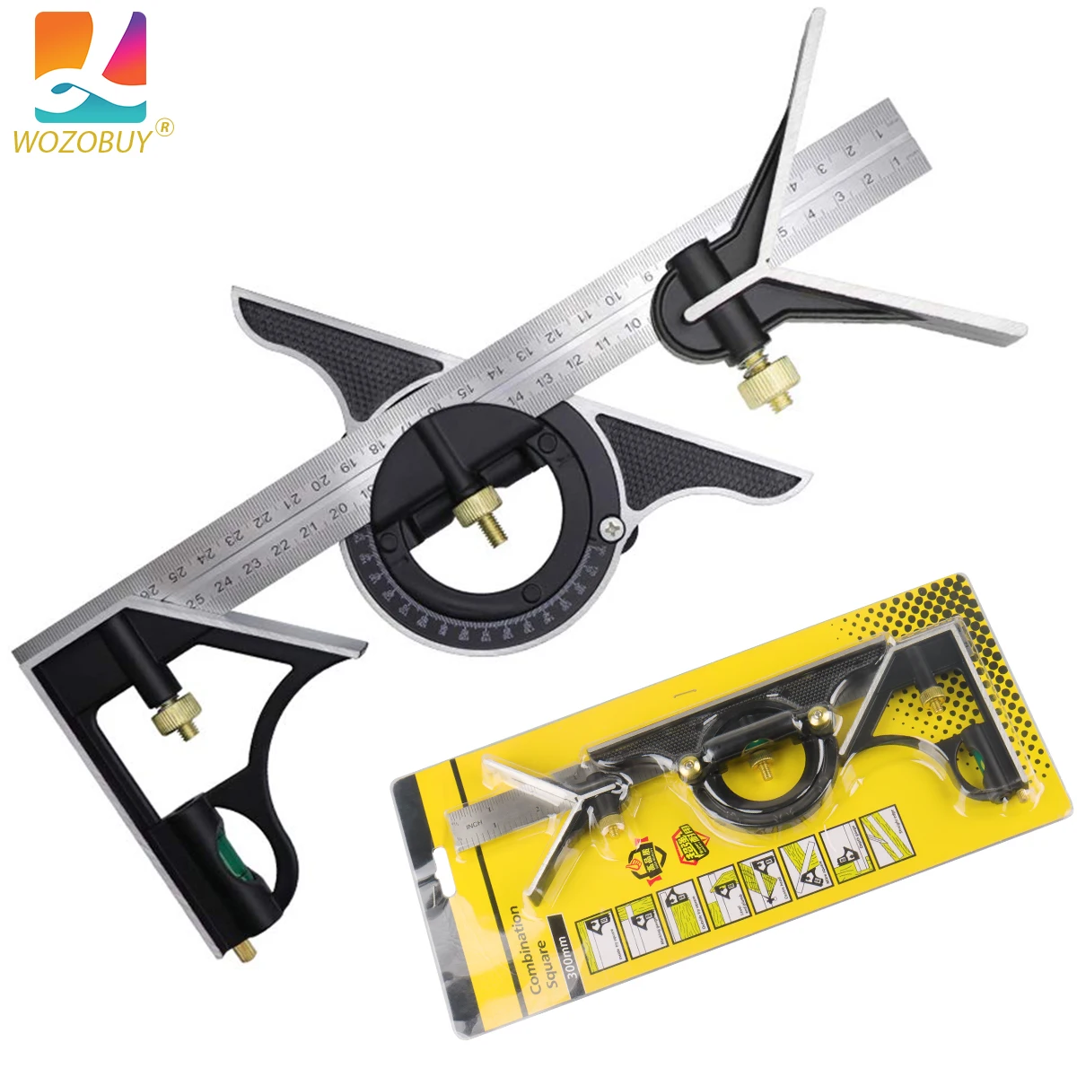 

Набор угловых линеек WOZOBUY 3 в 1 300/600 мм