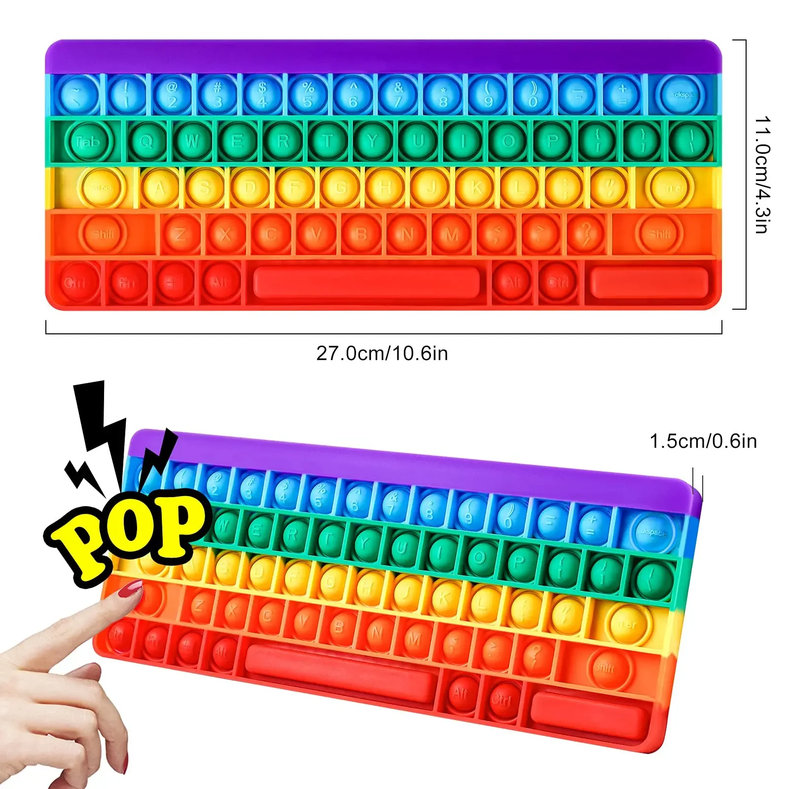 Keyboard Push Bubble Fidget Sensory Toys Rainbow Popping Silicone Game Toy Anxiety &amp Stress Reliever Autism for Kids and Adu