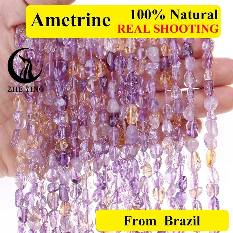 

Zhe Ying Natural Ametrine Nugget Beads Irregular Amethyst DIY Stone Beads for Jewelry Making Bracelet Necklace 55pcs/lot