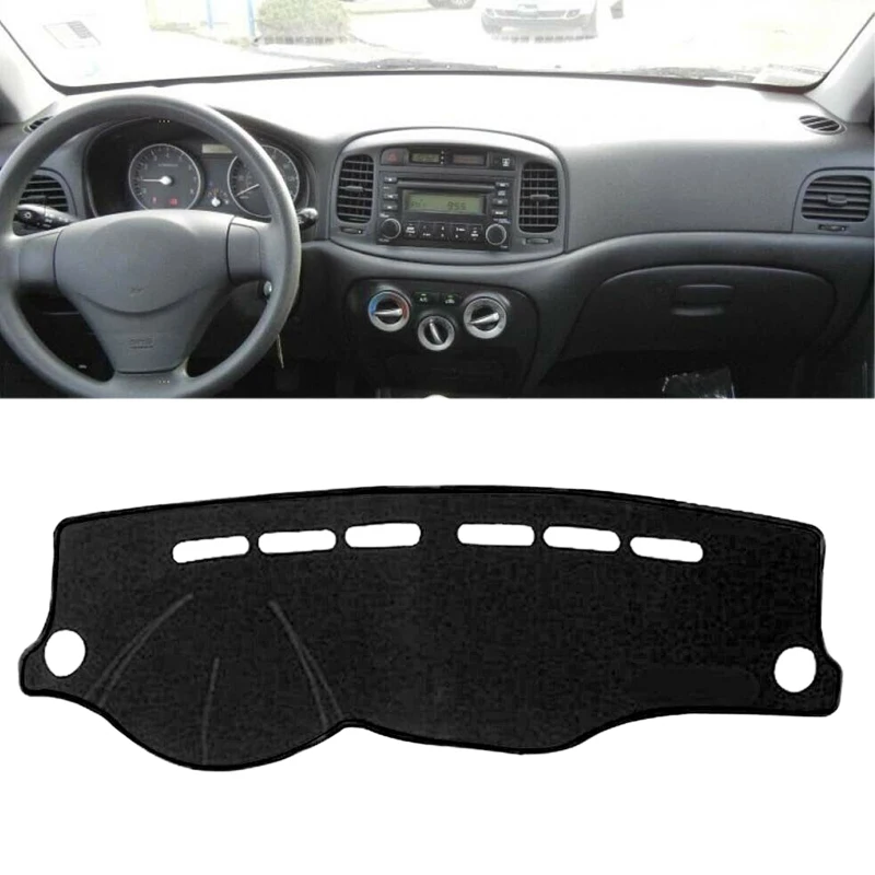 Чехол для приборной панели коврик от солнца черный полиэстер подходит Hyundai Accent 2006
