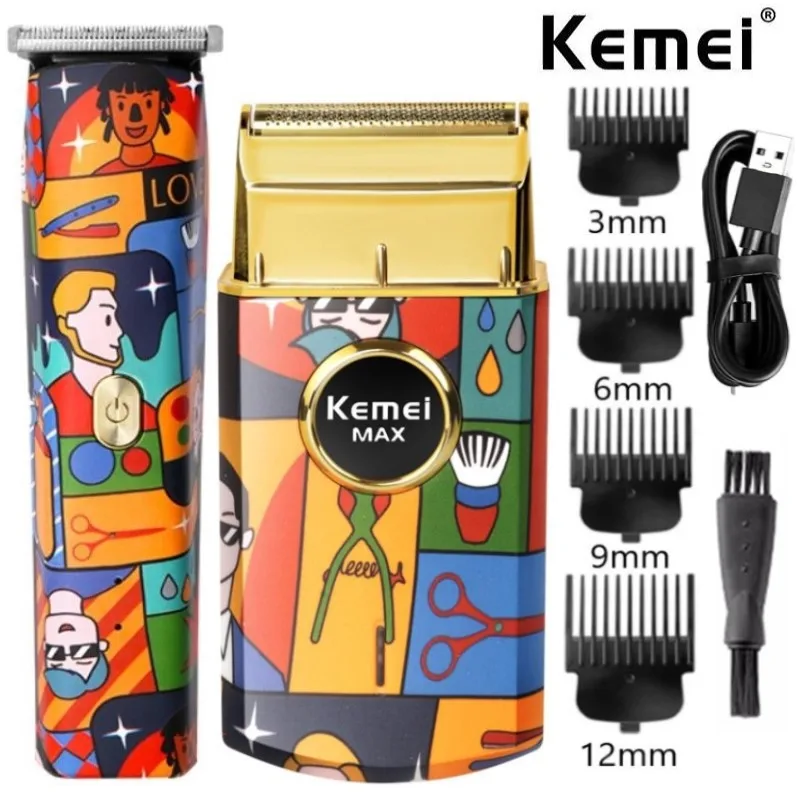 Kemei Cordless Single Foil Men Shaver Style Craft Graffiti P