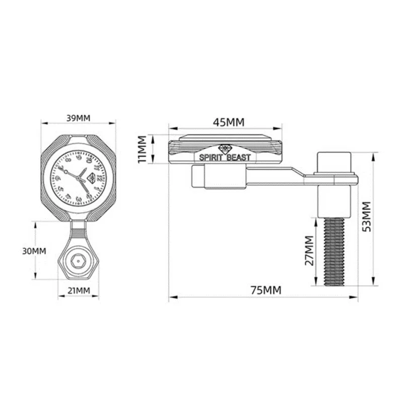Motorcycle Mounted Clock / Thermometer Universal for M8 M10 Hole ( Matched M8*35mm Screw )