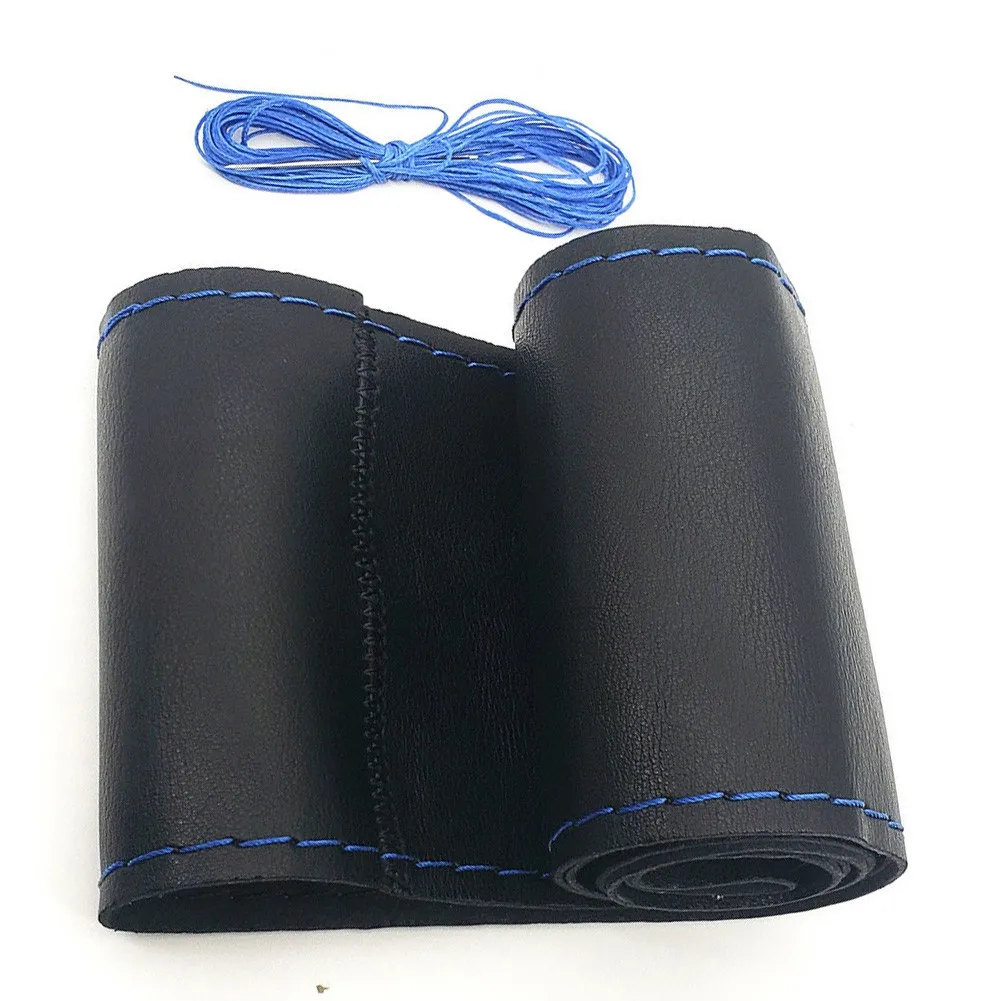 

Steering Wheel Sewing Kit Steering Wheel Cover Hand Sewing Non-slip Vehicle 37-38cm Breathable Cowhide Leather