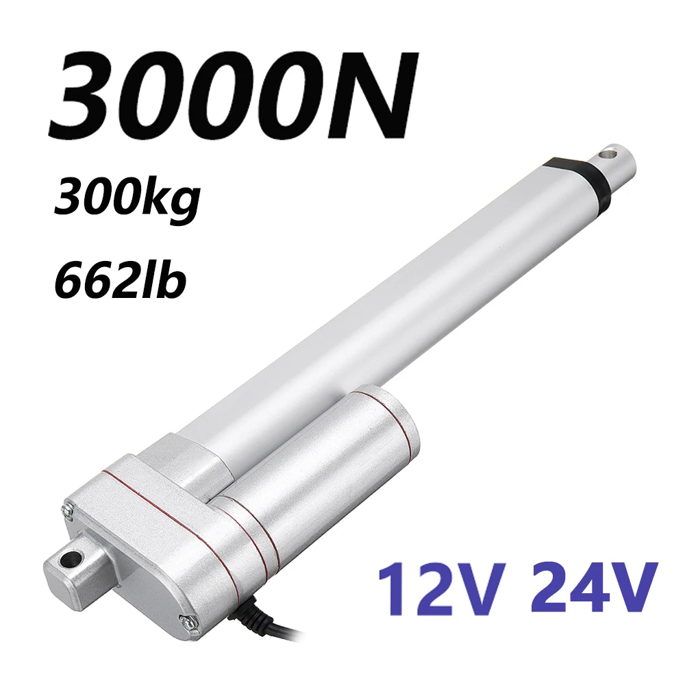 DC 12V 24V 3000N Electric Linear Actuator Linear Motor Moving Distance Stroke 50mm 100mm 150mm 200mm 250mm 48W 4A