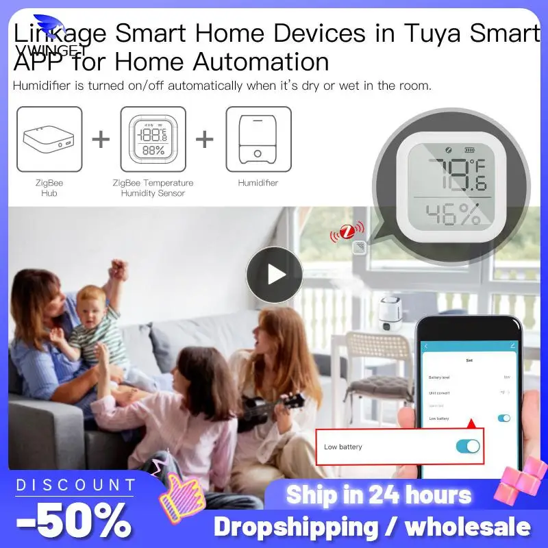 

1~5PCS Indoor Hygrometer Thermometer Hygrometer Thermometer Detector Indoor Smart Zigbee Digital Lcd Display Tuya