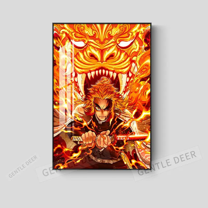 

Kimetsu No Yaiba Cartoon Characters Decorative Painting Sofa Wall Painting Punch-Free Bedroom Painting Gifts For Men And Women