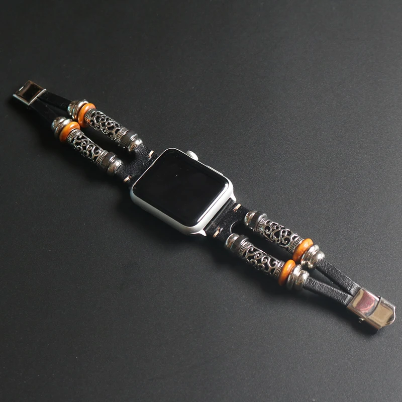 Strap for Apple Watch 7 Band 45mm 44mm 40mm for Iwatch Bands 38mm 42mm Belt Leather Vintage Bracelet for Series 6 5 4 3 SE 41mm