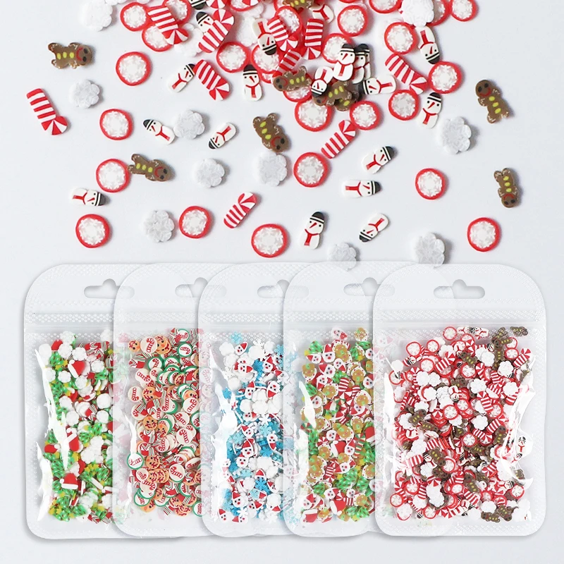 

5 Pcs 10g Merry Christmas Soft Clay Epoxy Resin Flakes Snowflake Cookies Slime Filling Resin Craft Fillers Supplies Handmade DIY