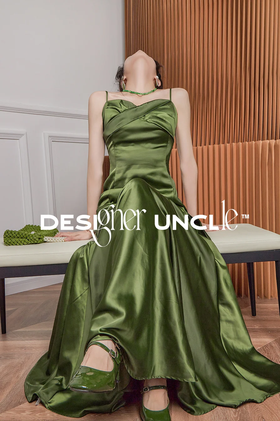 Slip Dress French Green Small Popular High Class Dress Women