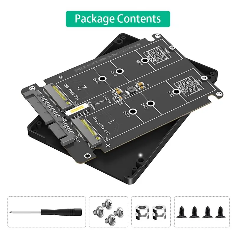 Фото Карта-конвертер интерфейса ASMA-Dual M.2 B Key SSD в 2.5 SATA3 с пластиковым корпусом для замены HDD в ноутбуках и настольных ПК №5